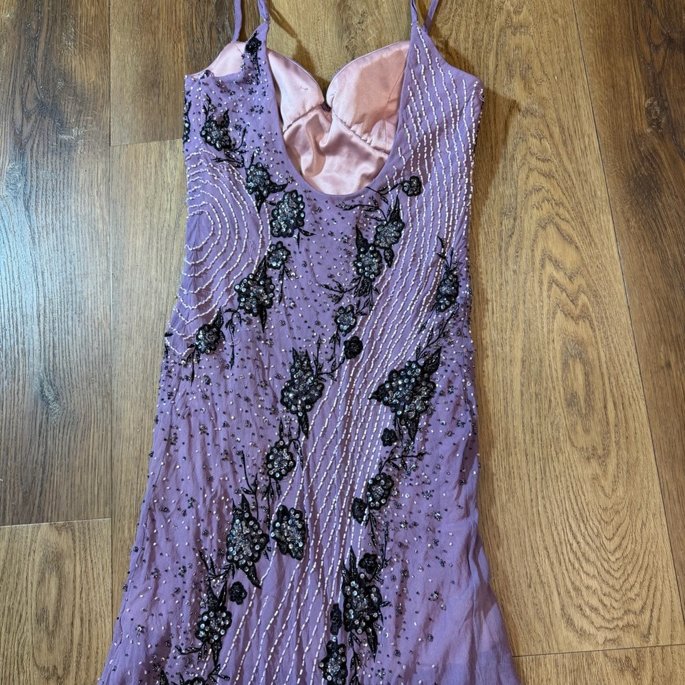 Vintage Y2K 100% Silk Beaded Dress Vintage Beaded Dress Sue Wong Dress Fairy - Picture 7 of 17